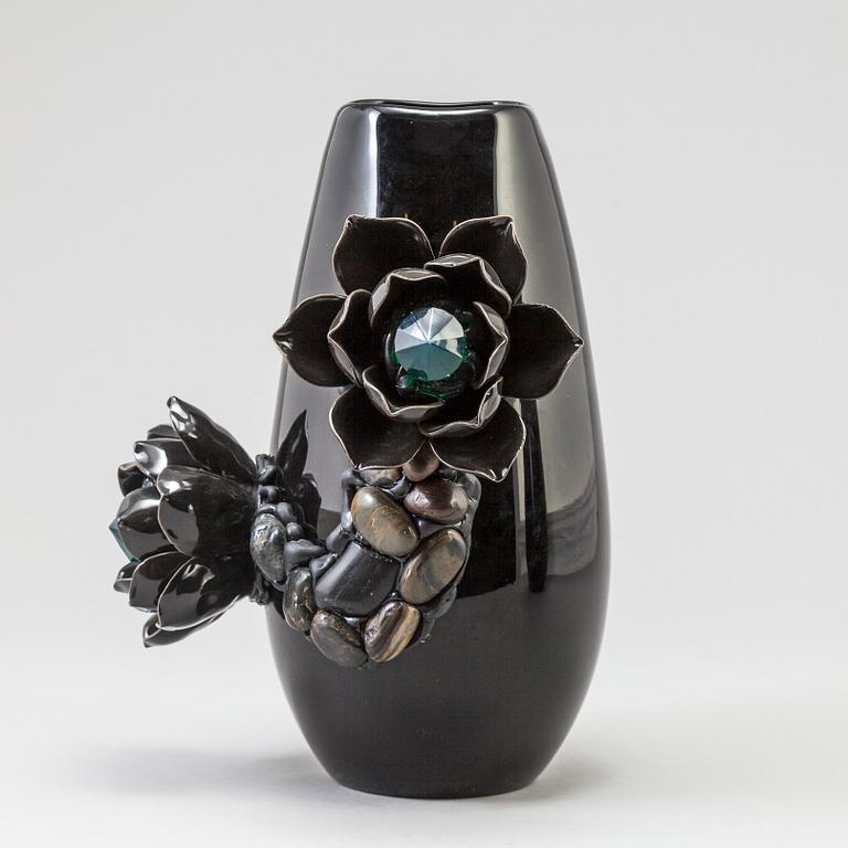 ZANDRA AHL, vase in mixed media, signed with label.