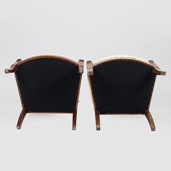 Karmstolar, 2 st, empir, 1820s-30-tal.