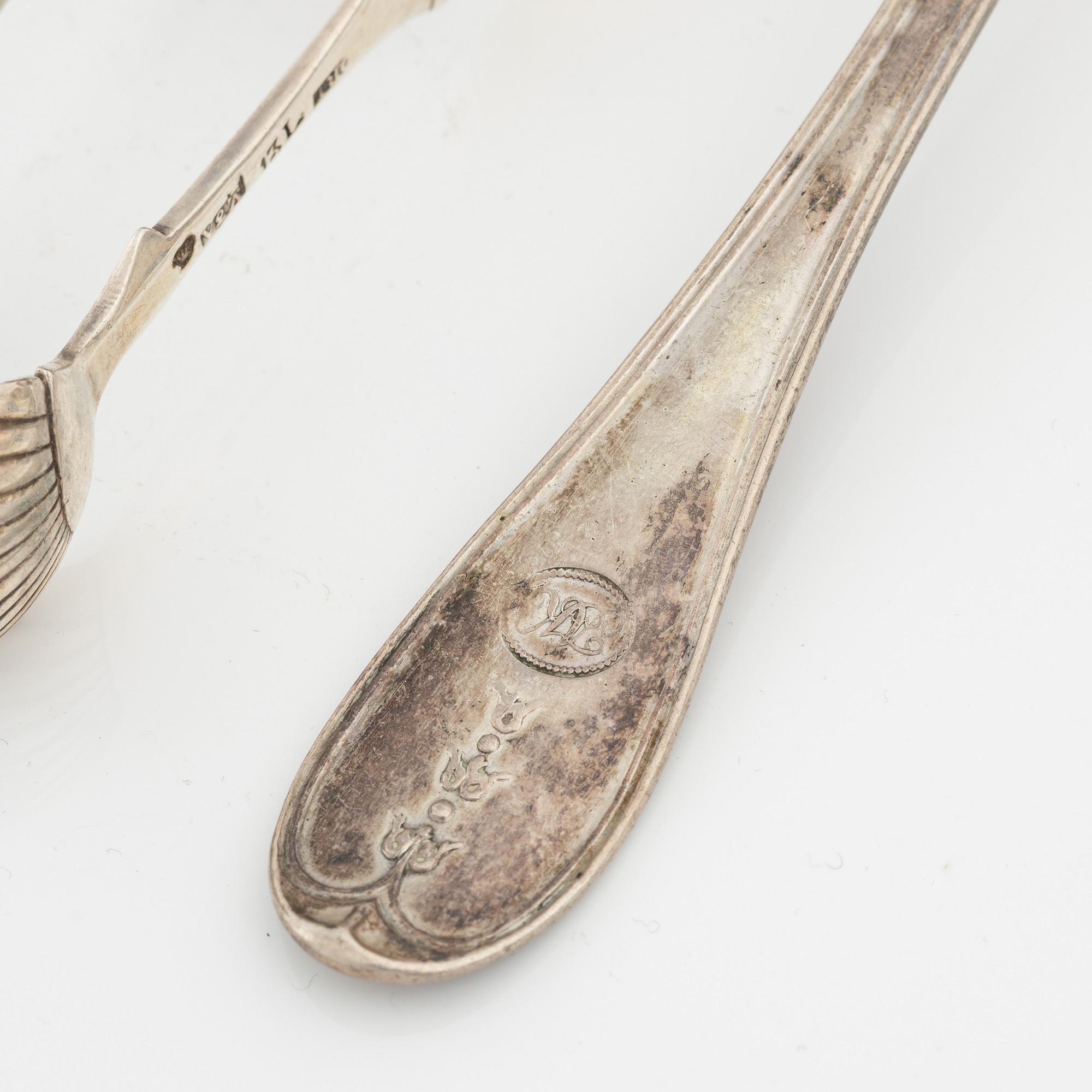 Bestick, 21 delar, silver. Bl a Carl Fredrik Seseman, Arboga 1806.