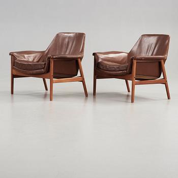 Ib Kofod Larsen, a pair of easy chairs, OPE-möbler, Sweden 1950's-60's.