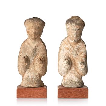 884. Two pottery figures of ladies, Han dynasty (206 B.C. - 220 A.D. ).