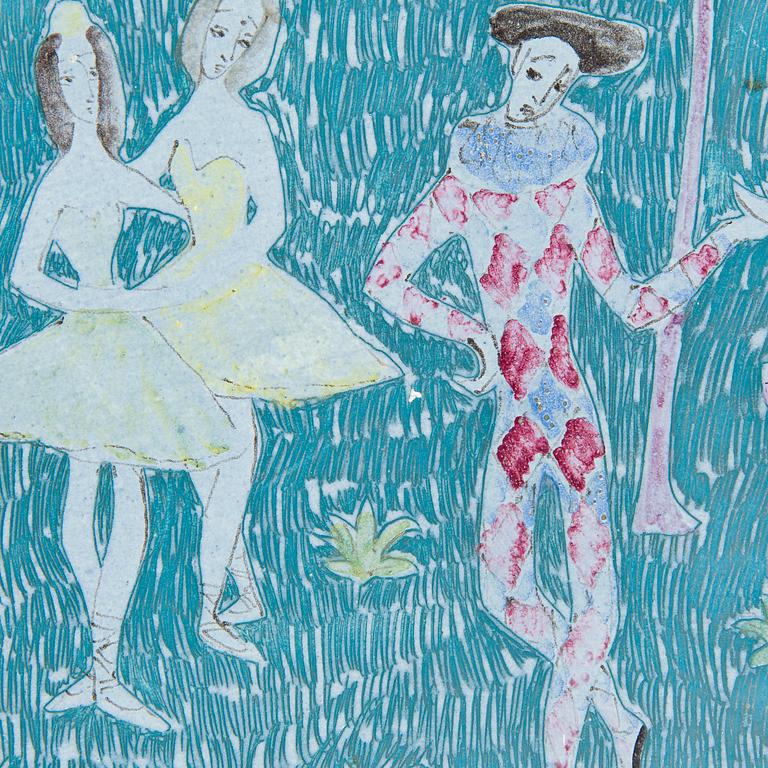 Birger Kaipiainen, tarjotin, kivitavaraa, signeerattu Kaipiainen 1943 Arabia,.