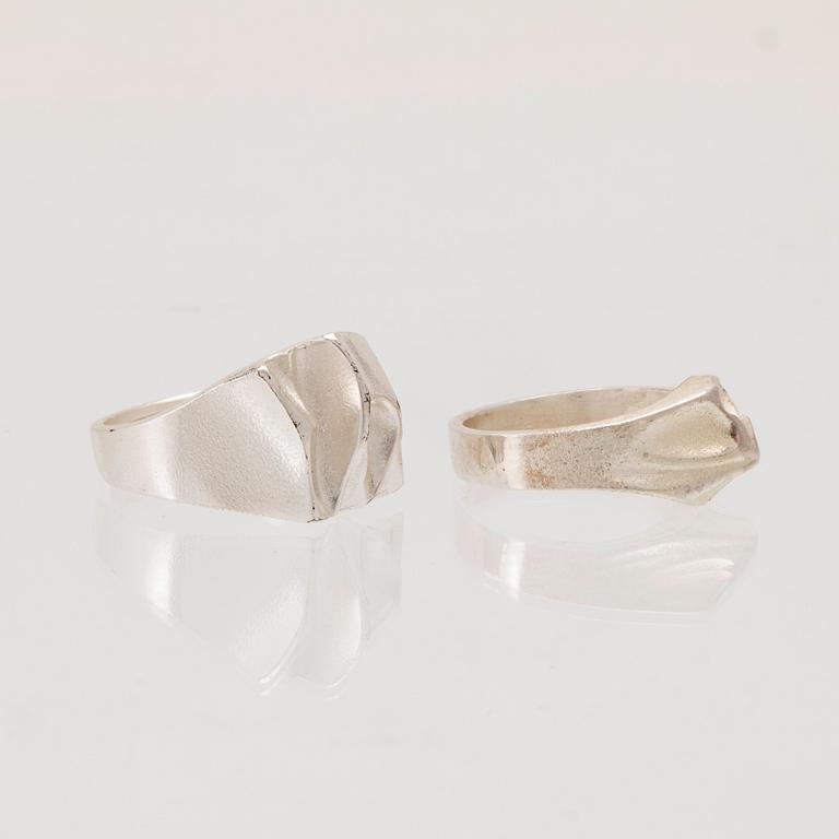 Björn Weckström, ringar 2 st silver "Sung" samt "Khimaira", Lapponia Finland 1988.