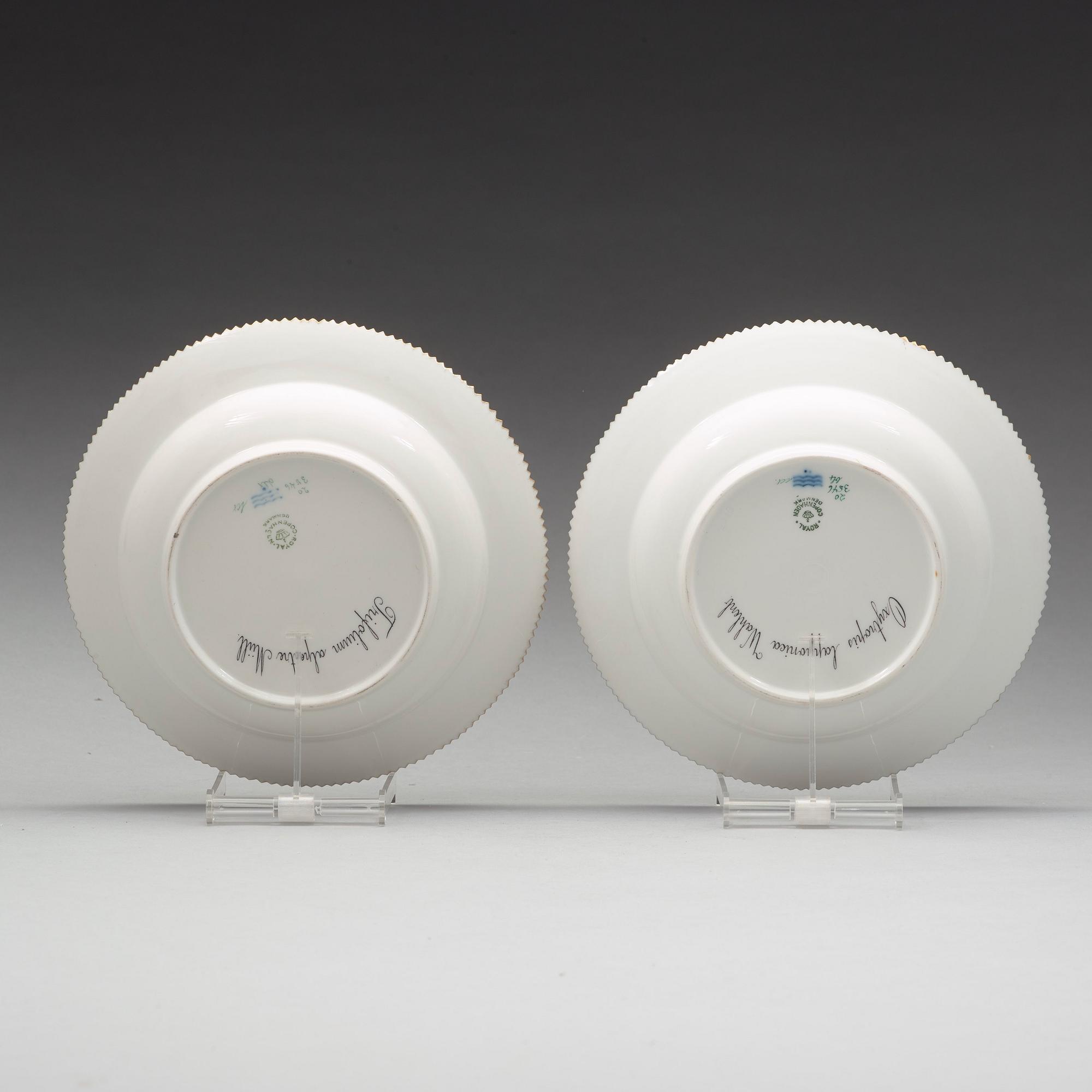 A set of nine Royal Copenhagen 'Flora Danica' soup dishes, Denmark, 20th Century.
