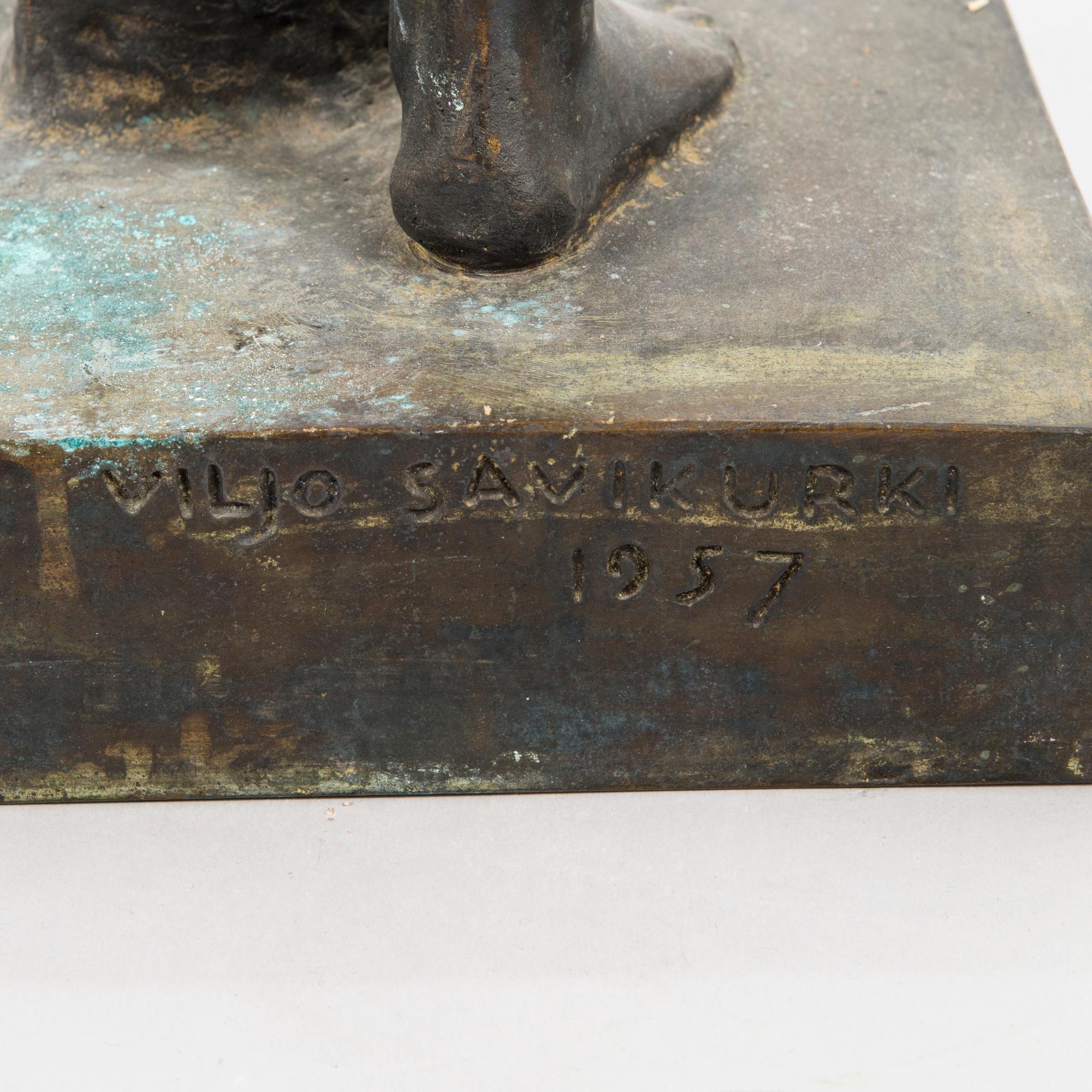VILJO SAVIKURKI, sculpture, bronze, signed and dated -57.