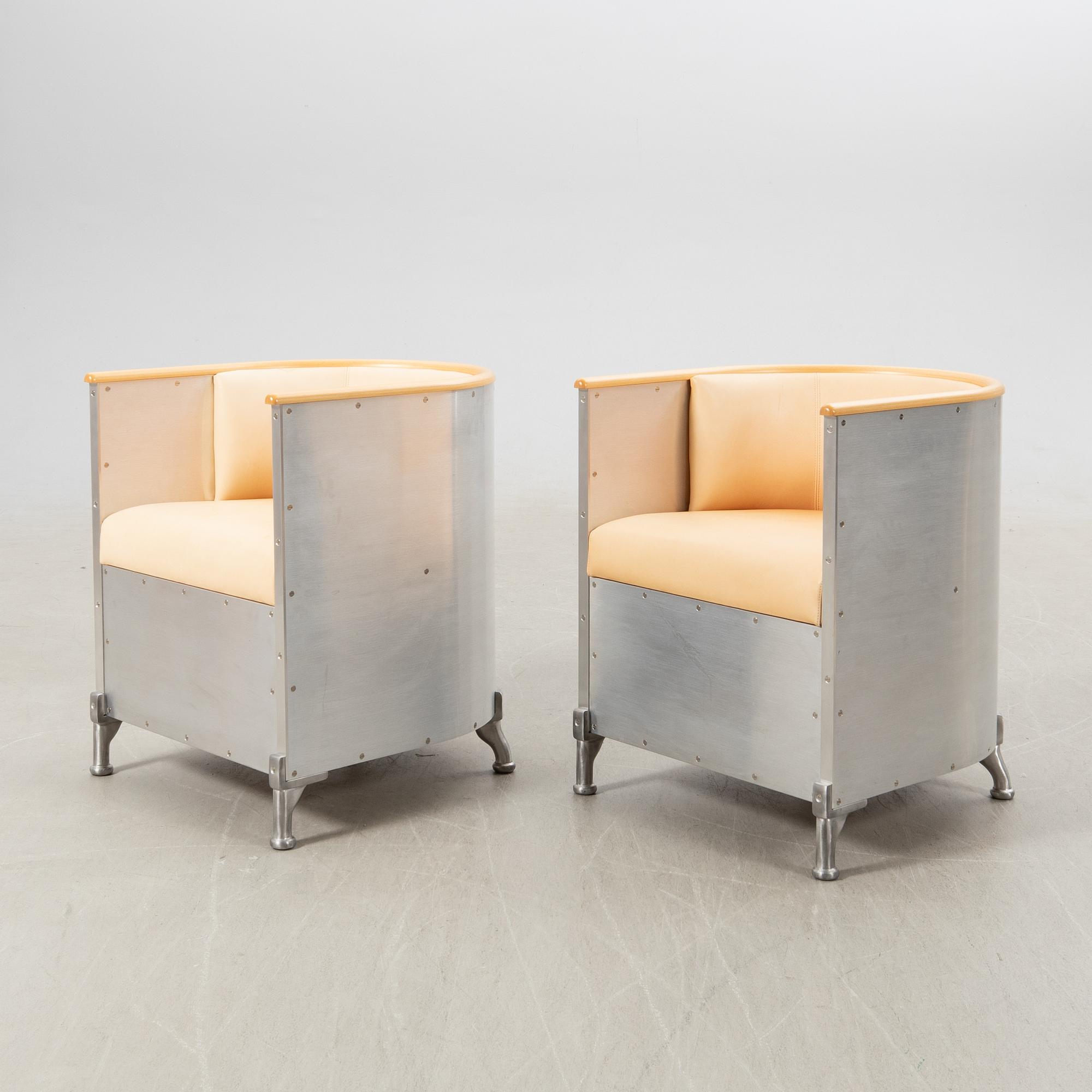 Mats Theselius, Armchairs a pair "Aluminium Chair", for Källemo after 1999.