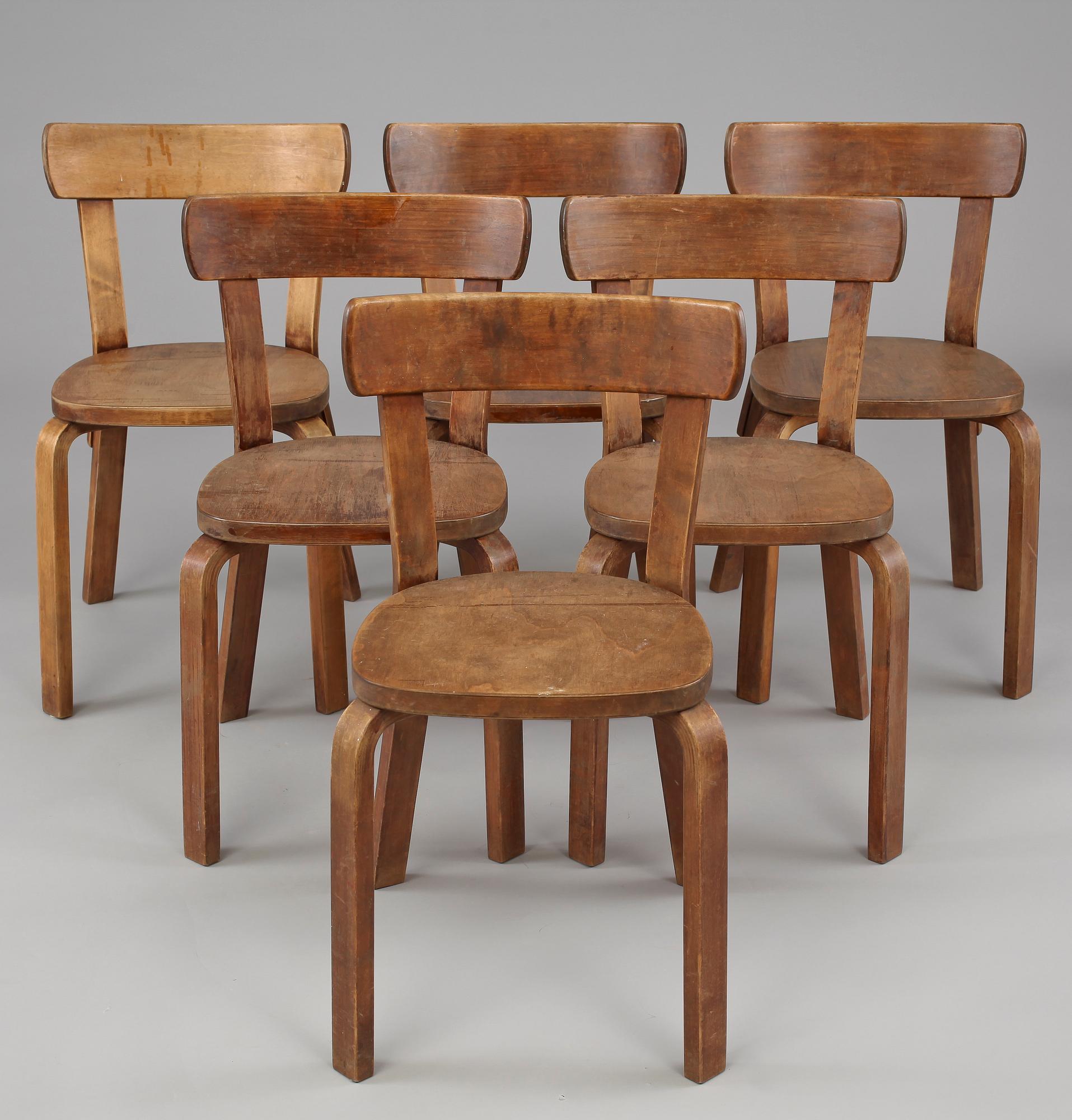 STOLAR, 6 st, modell "69", Alvar Aalto, 1930-tal.
