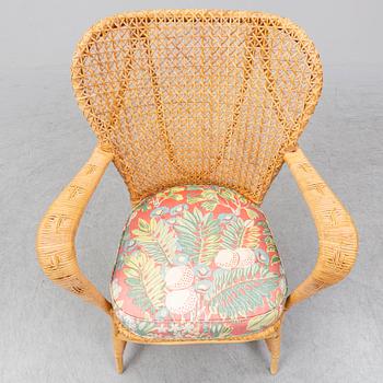 a mid rattan chair by Korgmakare Larsson, Stockholm, mid 20th century.