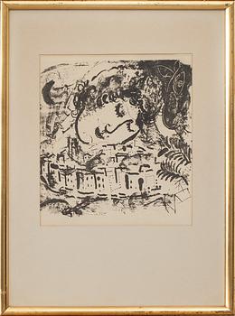 MARC CHAGALL, litografi, osignerat, "The Village", Mourlot 1957.