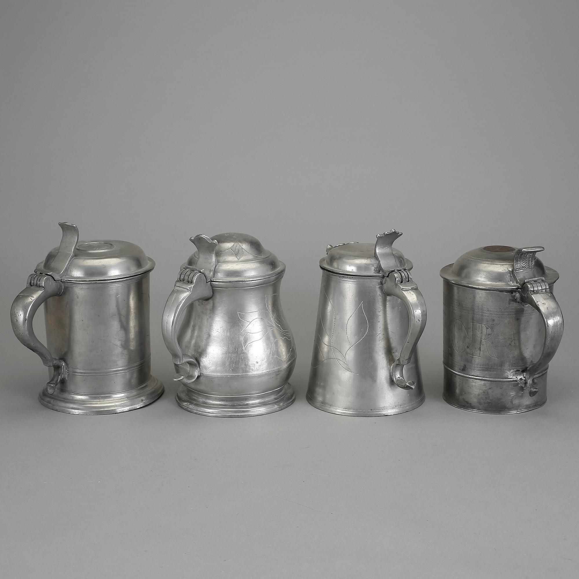 STOP, 4 stycken, tenn, bla Nicklas Anström, Växjö, (1817-1844).