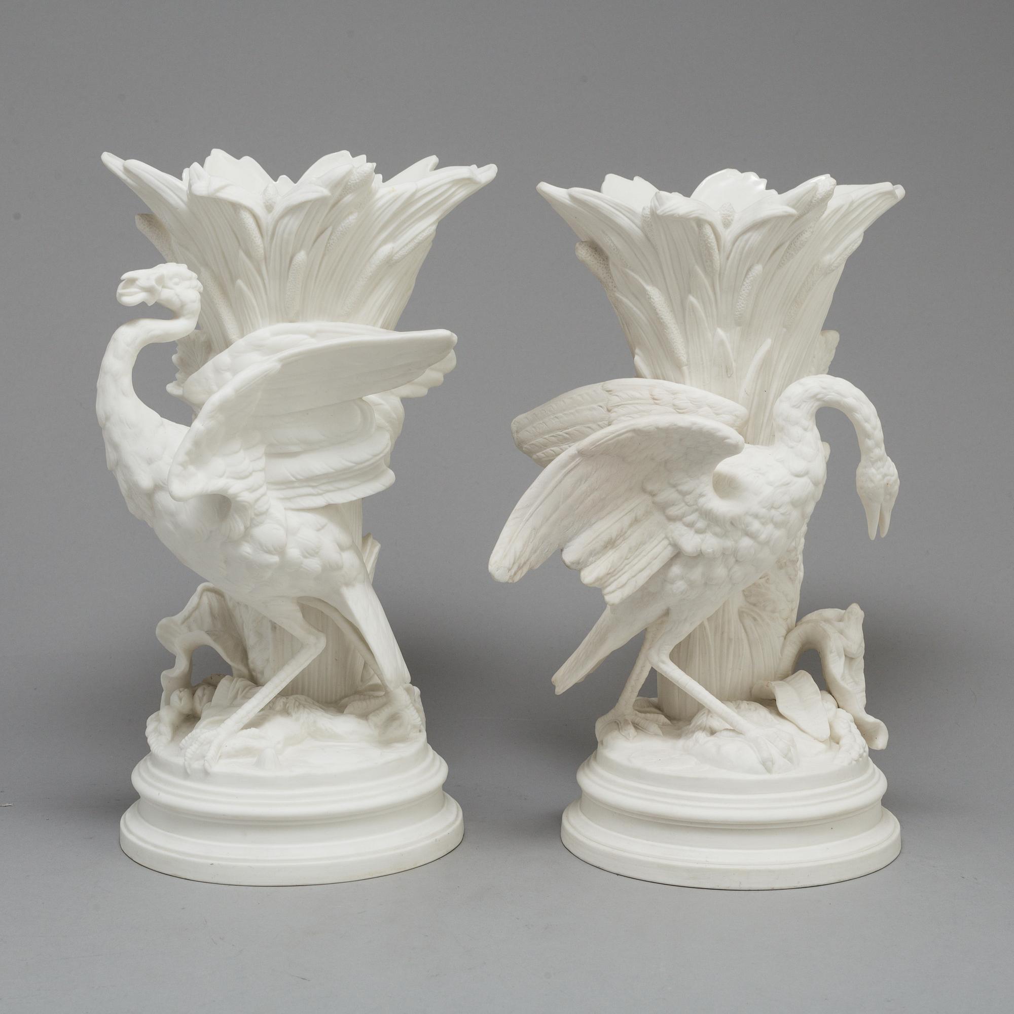 A PAIR OF PARIAN FLOWER VASES, Gustafsberg, second half of the 19th century.
