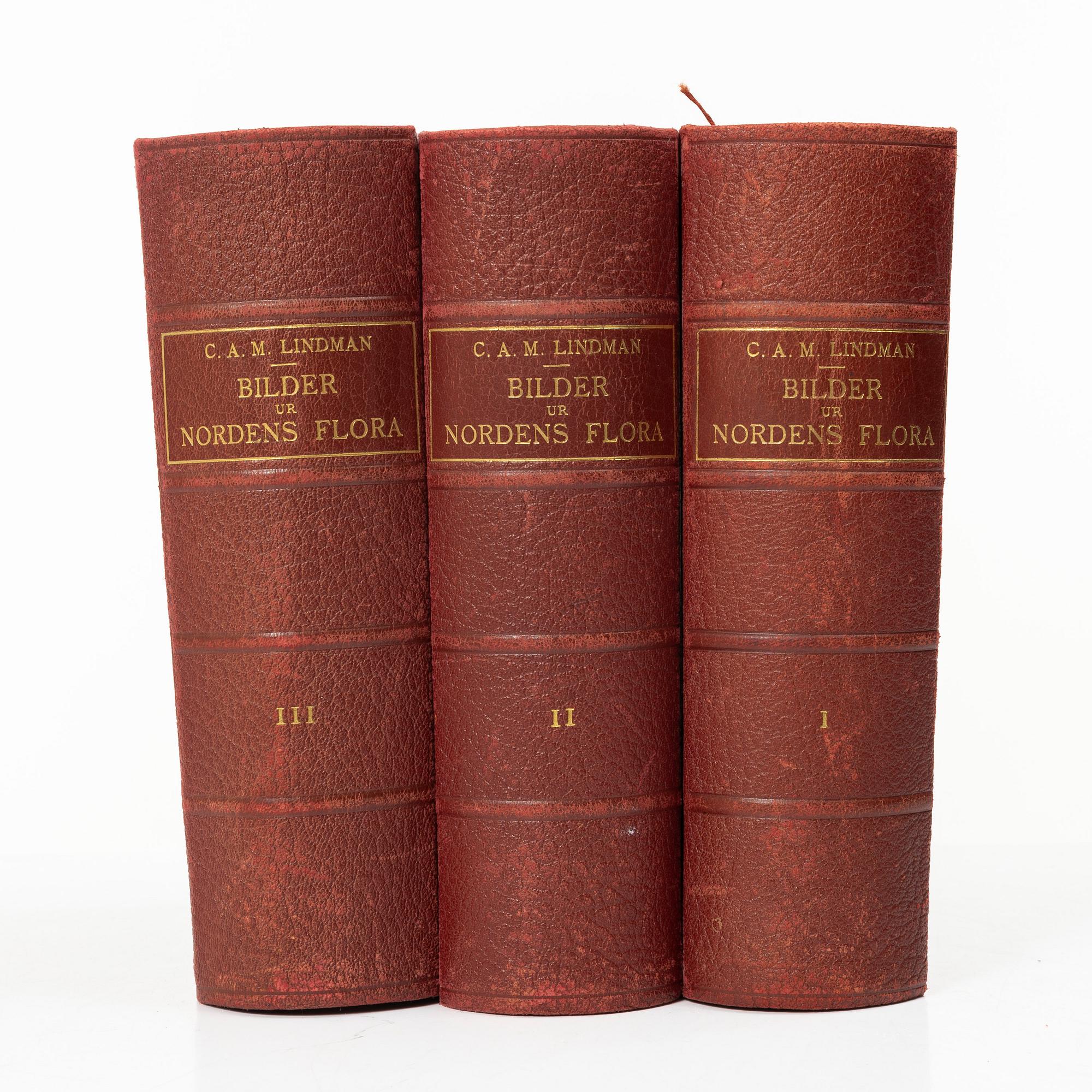 C.A.M Lindman, books, 3 volumes, "Bilder ur Nordens Flora",  Wahlström & Widstrand, 1922-1926.