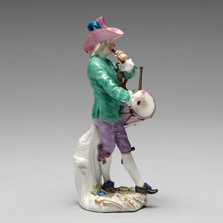 A Meissen figure of a musician, 18th Century.