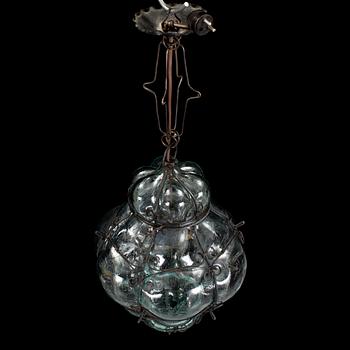 A ceiling glass lamp, Skansens glassworks, mid 20th century.