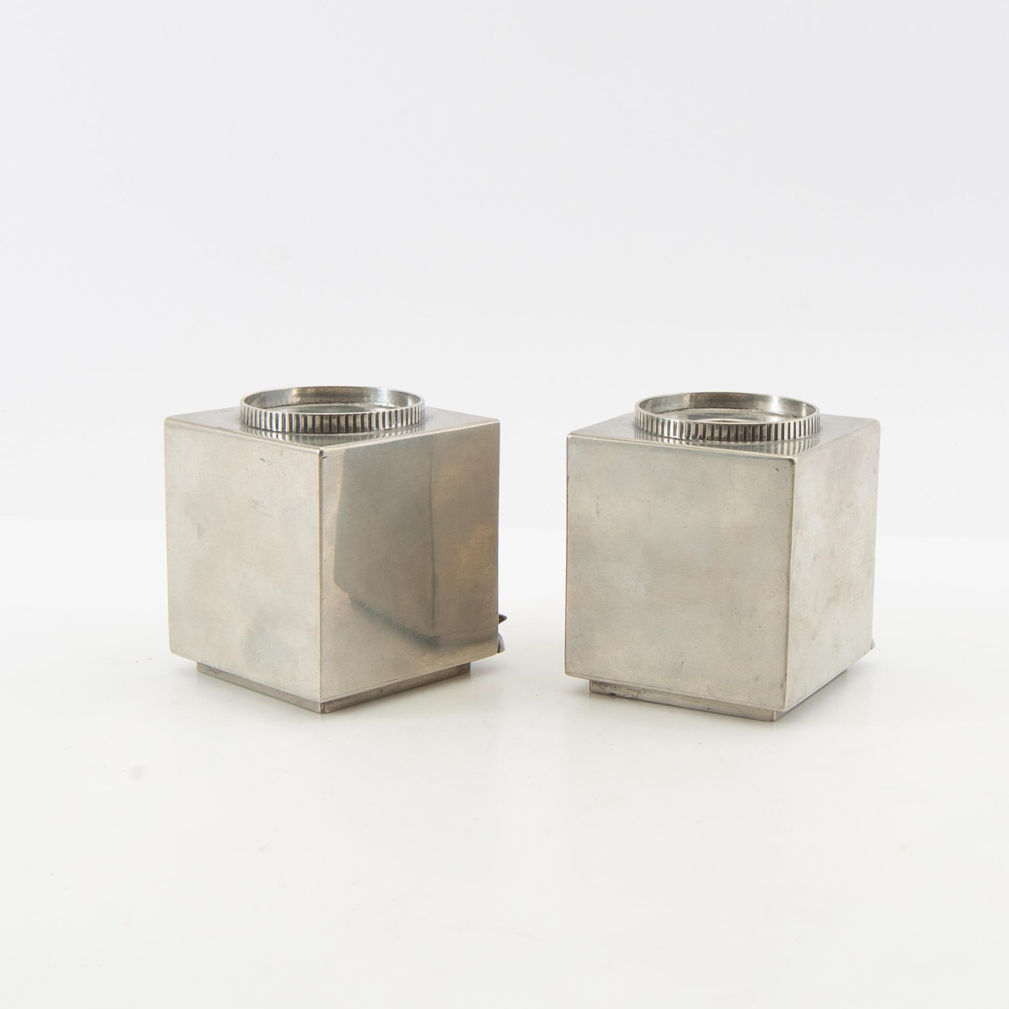 Cigarette case, candlesticks, ashtray, 4 pieces, GAB, 1936 -1938.