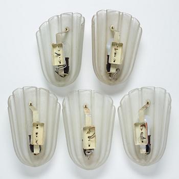 Five wall lights, 1920s/1930s.