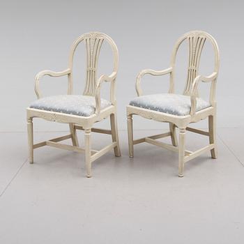 KARMSTOLAR, 1 par, sengustavianska, omkring år 1800.