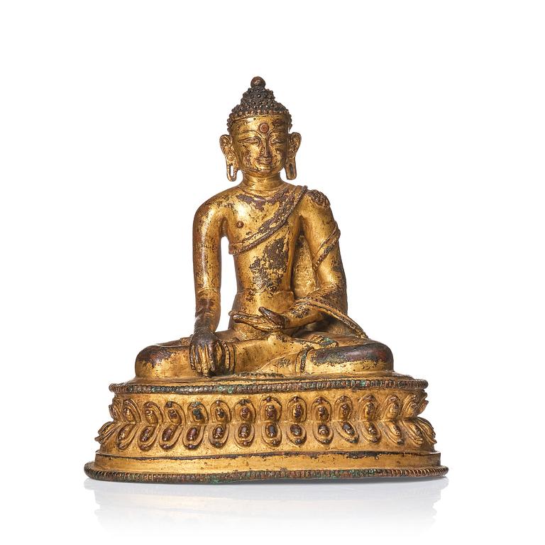 Buddha, förgylld kopparlegering, Nepal/Tibet, 1400-tal.