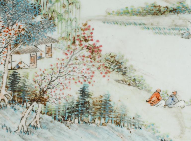 PLAKETT, porslin, Kina, 1900-tal.