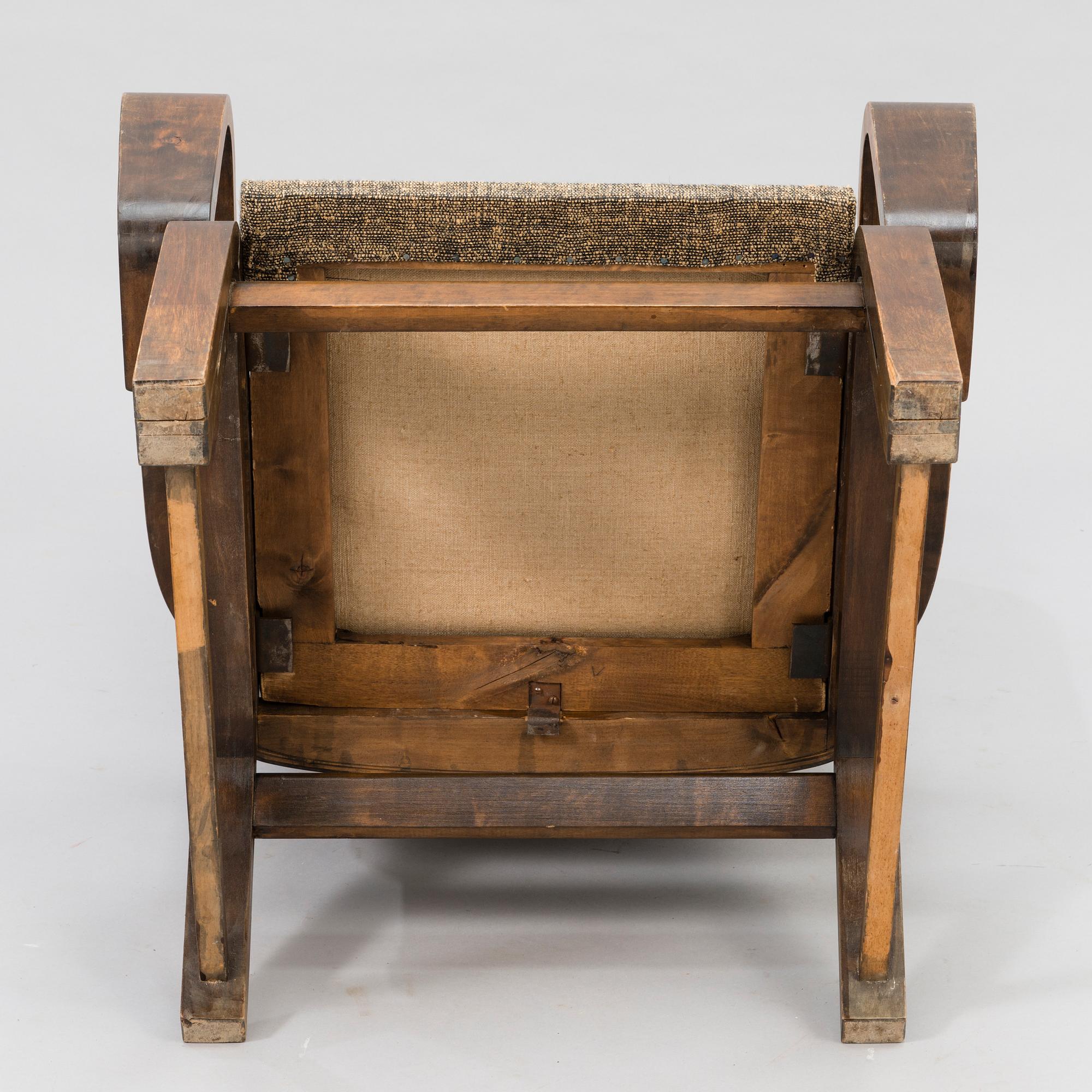 CARL-JOHAN BOMAN, Fåtölj, "Flexibla stolen",  N. Bomans Ångsnickeri Åbo. 1930-tal.