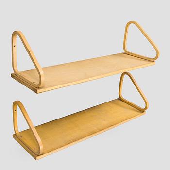 Alvar Aalto, two '112B' shelves, Artek, late 20th century.