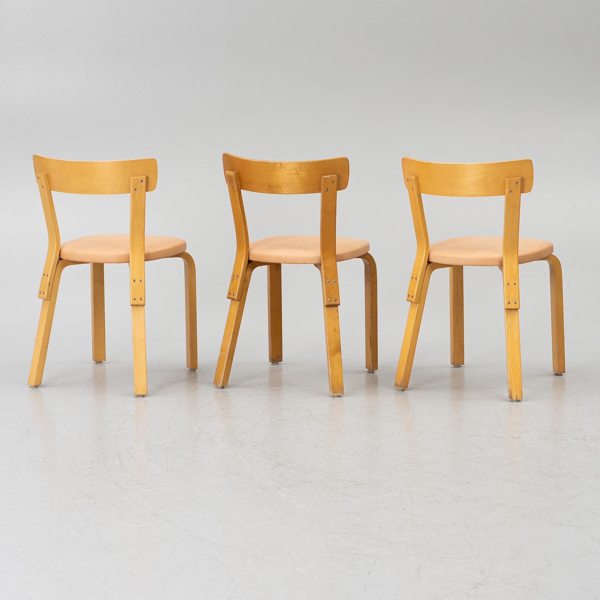 Alvar Aalto, a set of six chairs model 69, Artek, Finland, second half of the 20th century.