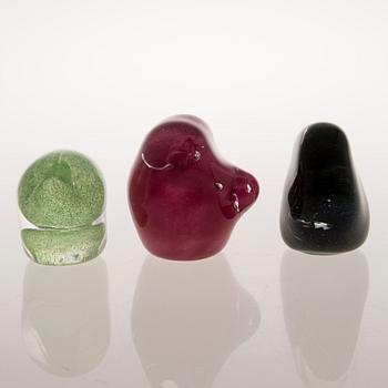 TIINA NORDSTRÖM, three glass sculptures, signed Tiina Nordström, Iittala 1991.