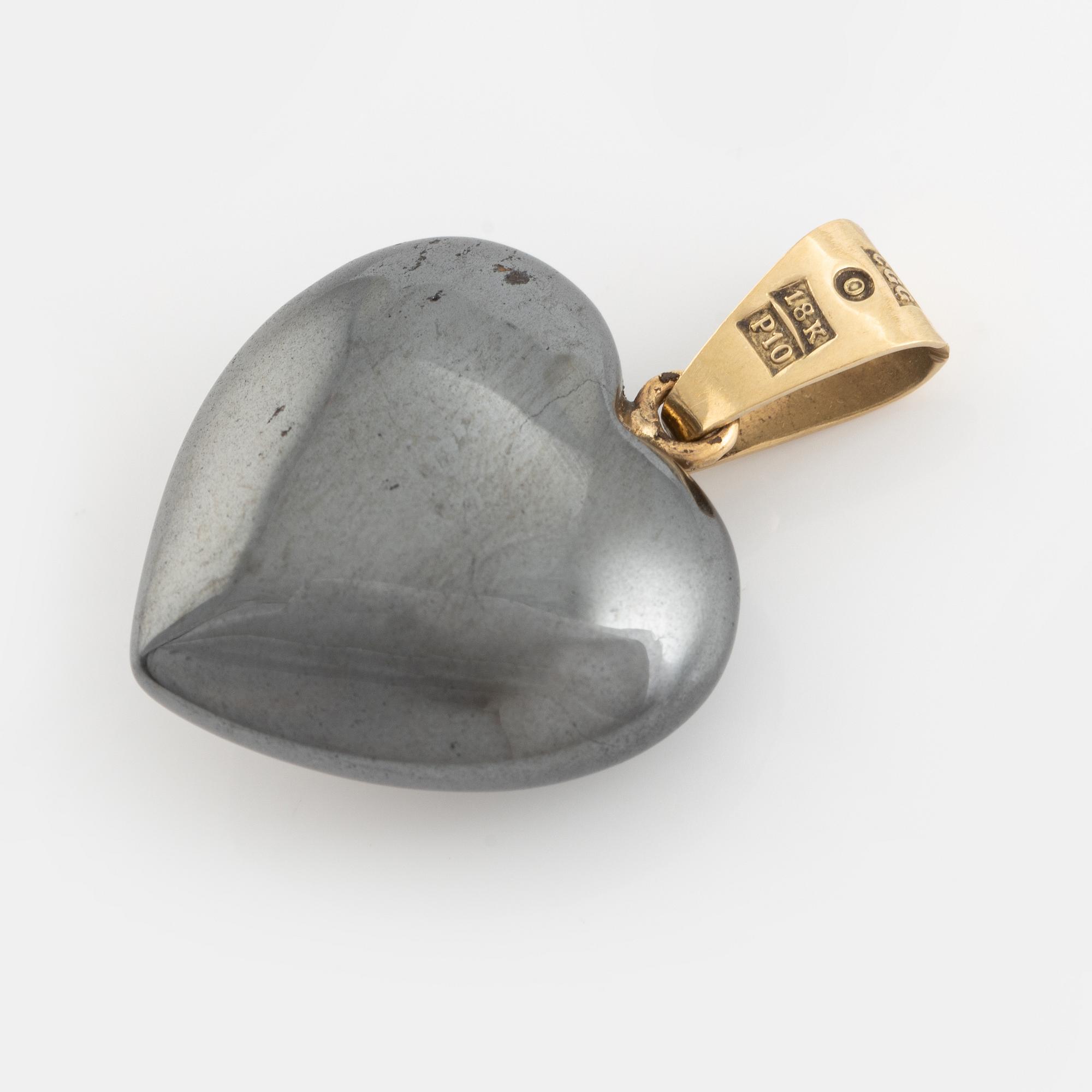 Gold and hematite heart pendant, Alf Halldin.