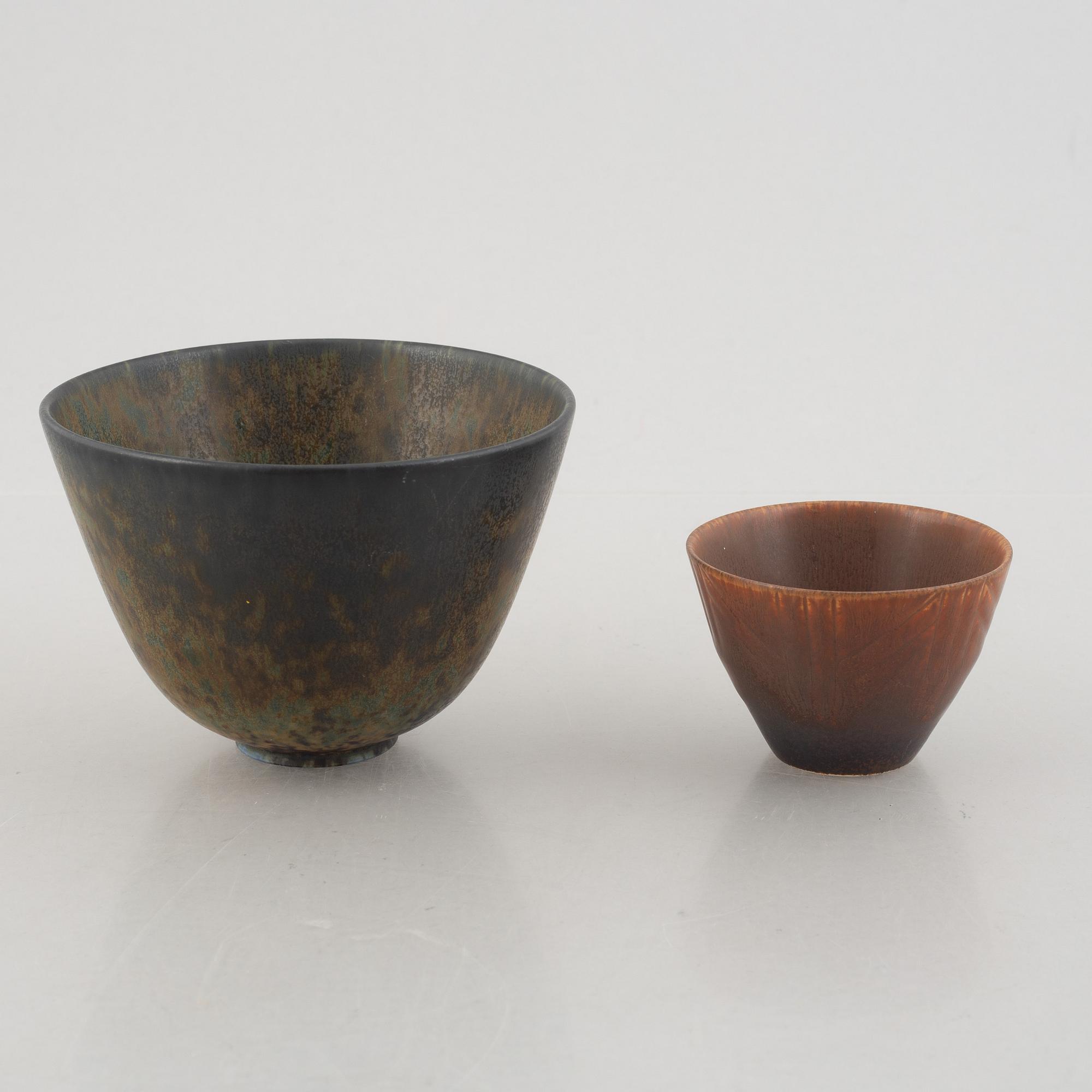 Carl-Harry Stålhane & Gunnar Nylund, a set of 6 ceramic pieces, Rörstrand, Sweden, 1950's/60's.