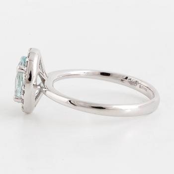 Aquamarine and brilliant-cut diamond ring.