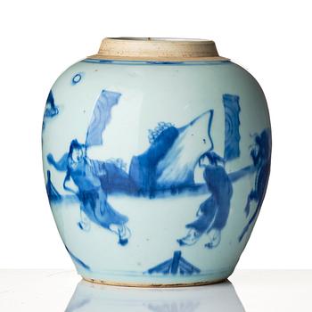 A blue and white Transition jar, 17th century.