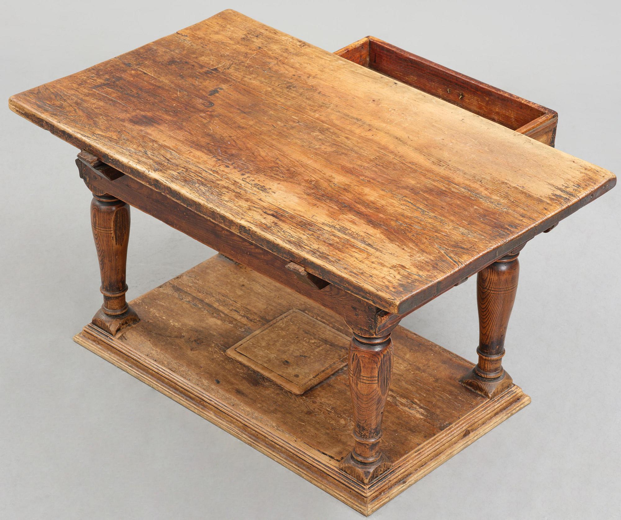 A Swedish baroque pine table, circa 1700.