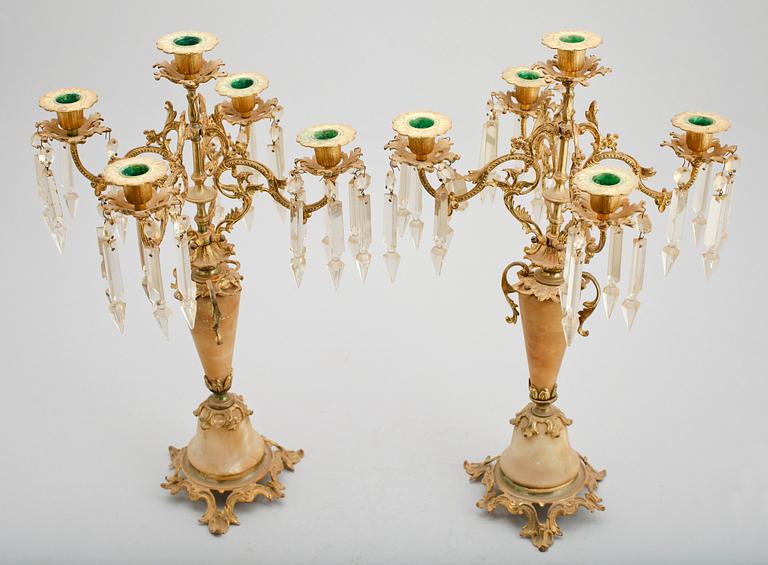 KANDELABRAR, 1 par, nyrokoko, sent 1800-tal.
