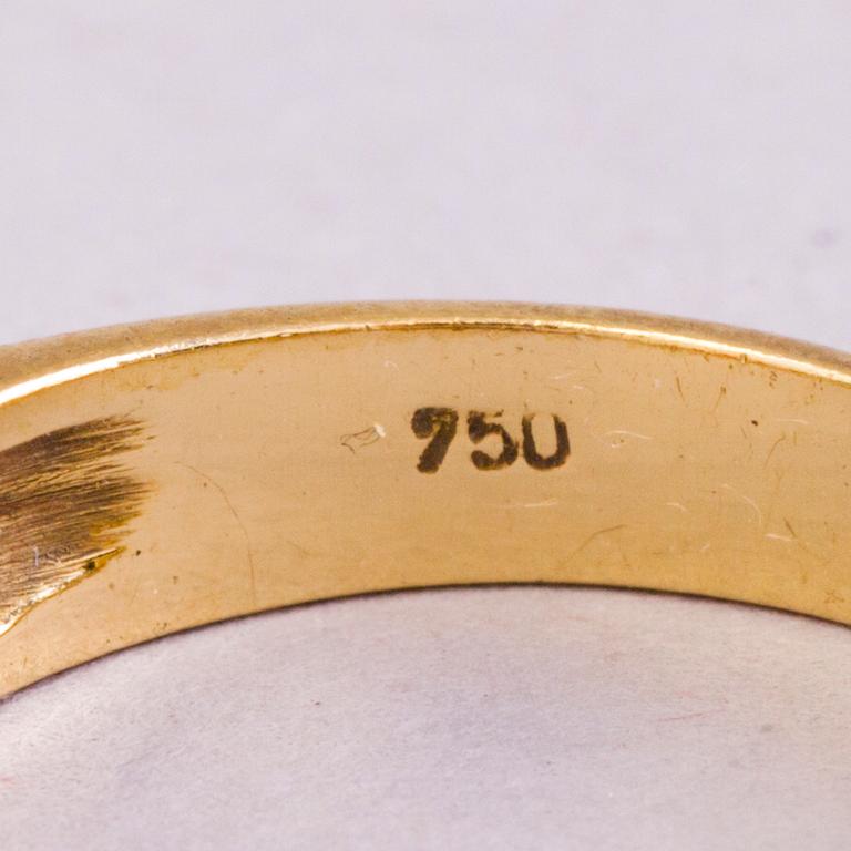 RING, 18K guld, sannolikt H. Stern, 5 stenar: citrin, ametist, topas, granat, peridot och en liten diamant.