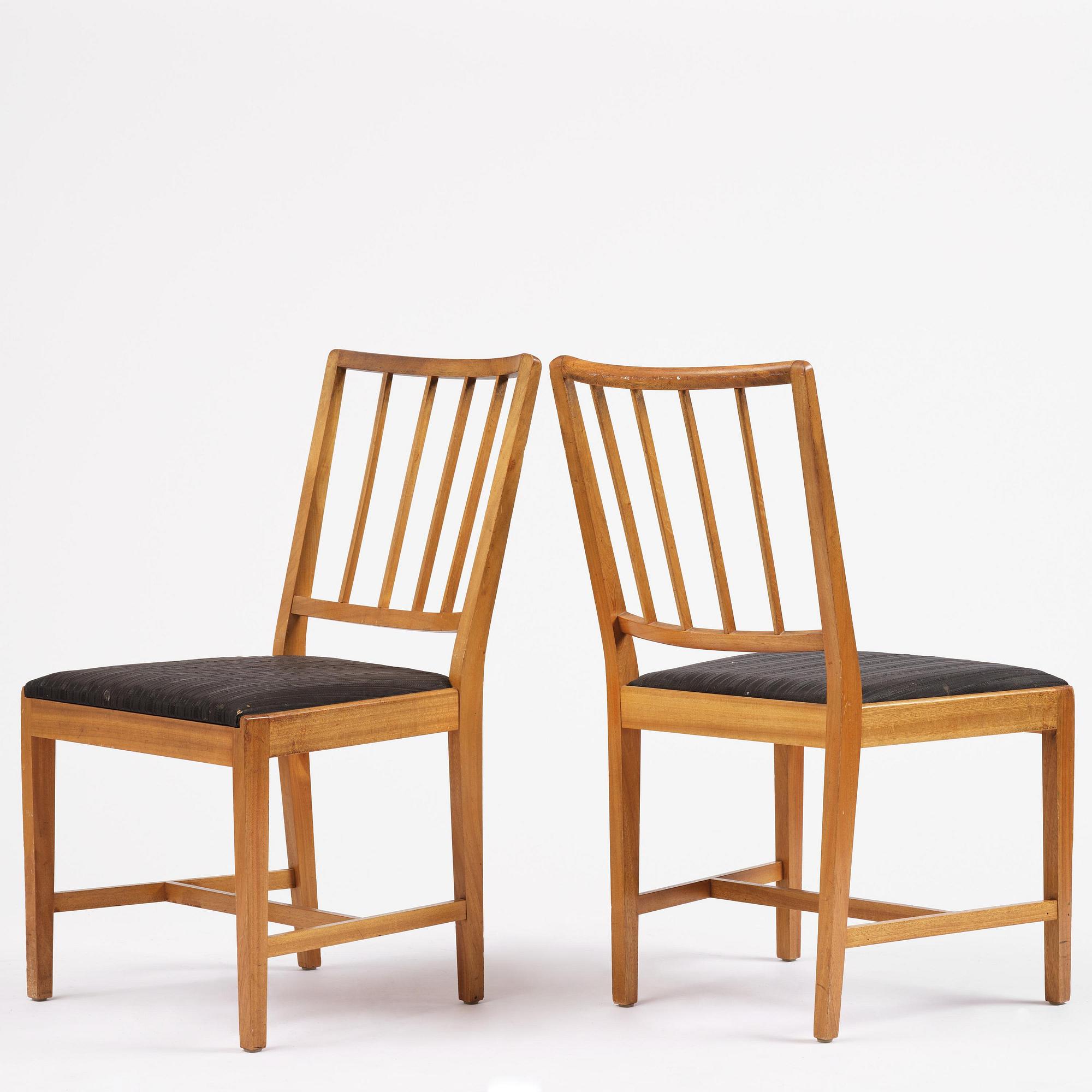 Josef Frank, a set of eight mahogany chairs model B 800, Firma Svenskt Tenn, mid 20th century.