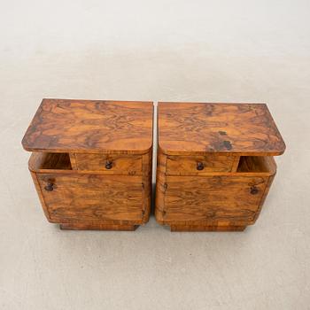 Bedside tables, a pair, Art Deco, first half of the 20th century.