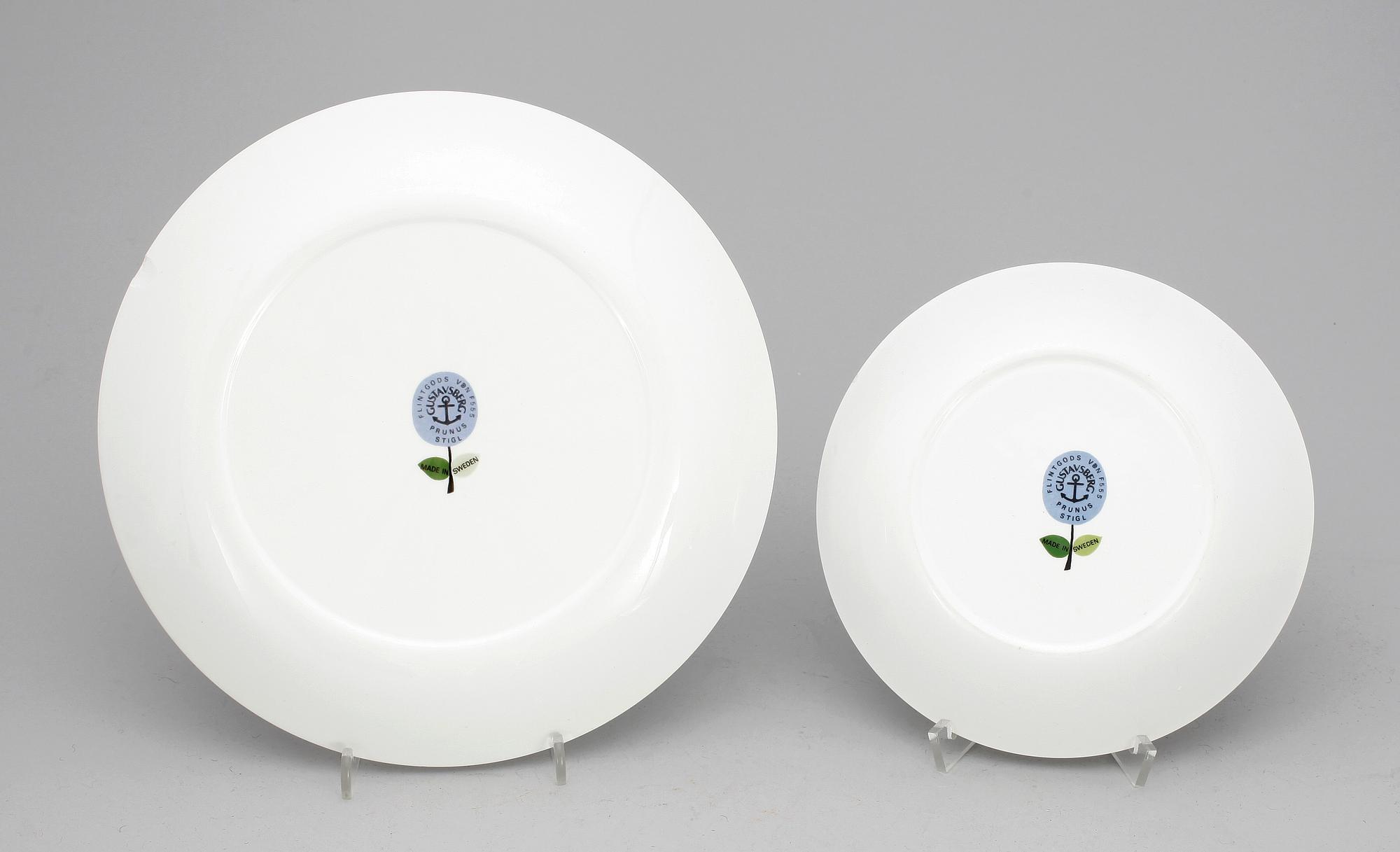 TALLRIKAR, 10 st, flintgods, "Prunus", Stig Lindberg Gustavsberg.