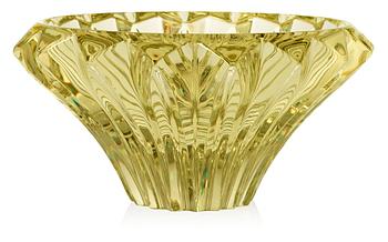 An Aimo Okkolin cerium yellow cut crystal glass vase, Finland.
