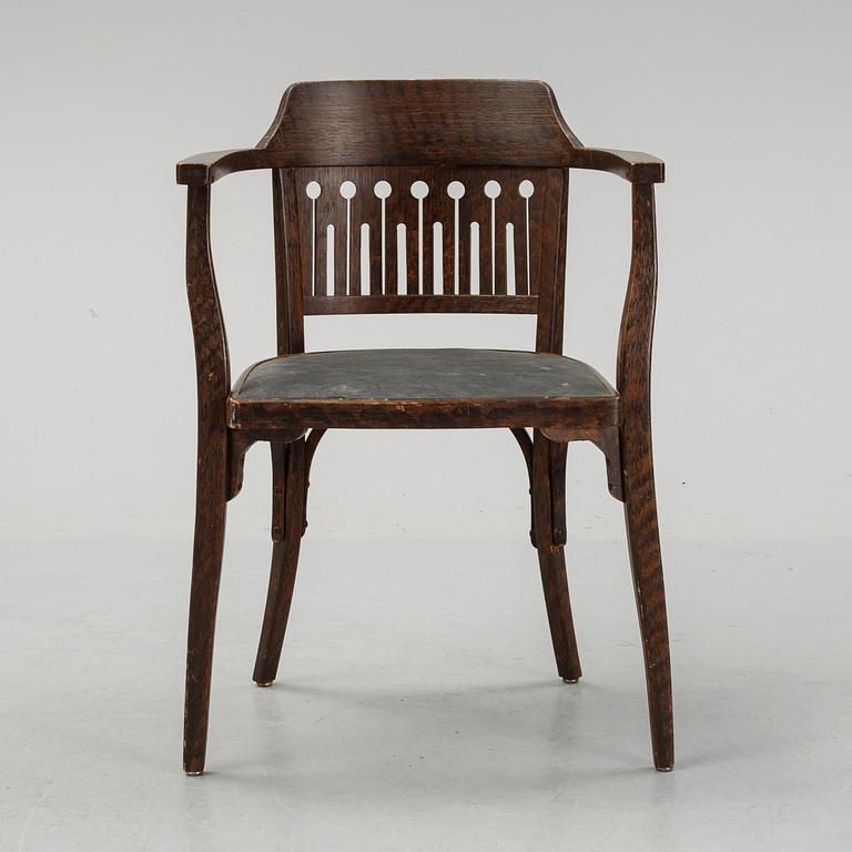 Otto Wagner, attributed to. A stained beech and oak chair, Austria, early 20th Century.