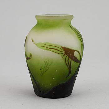 An Emile Gallé glass vase, signed Gallé, early 20th century.