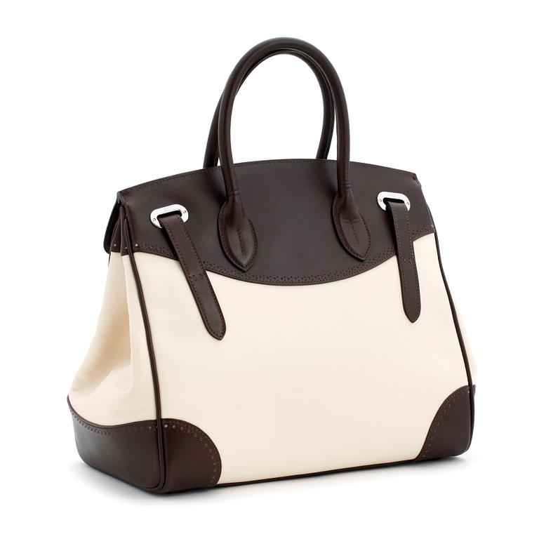 RALPH LAUREN, a brown and white purse, "Ricky bag".