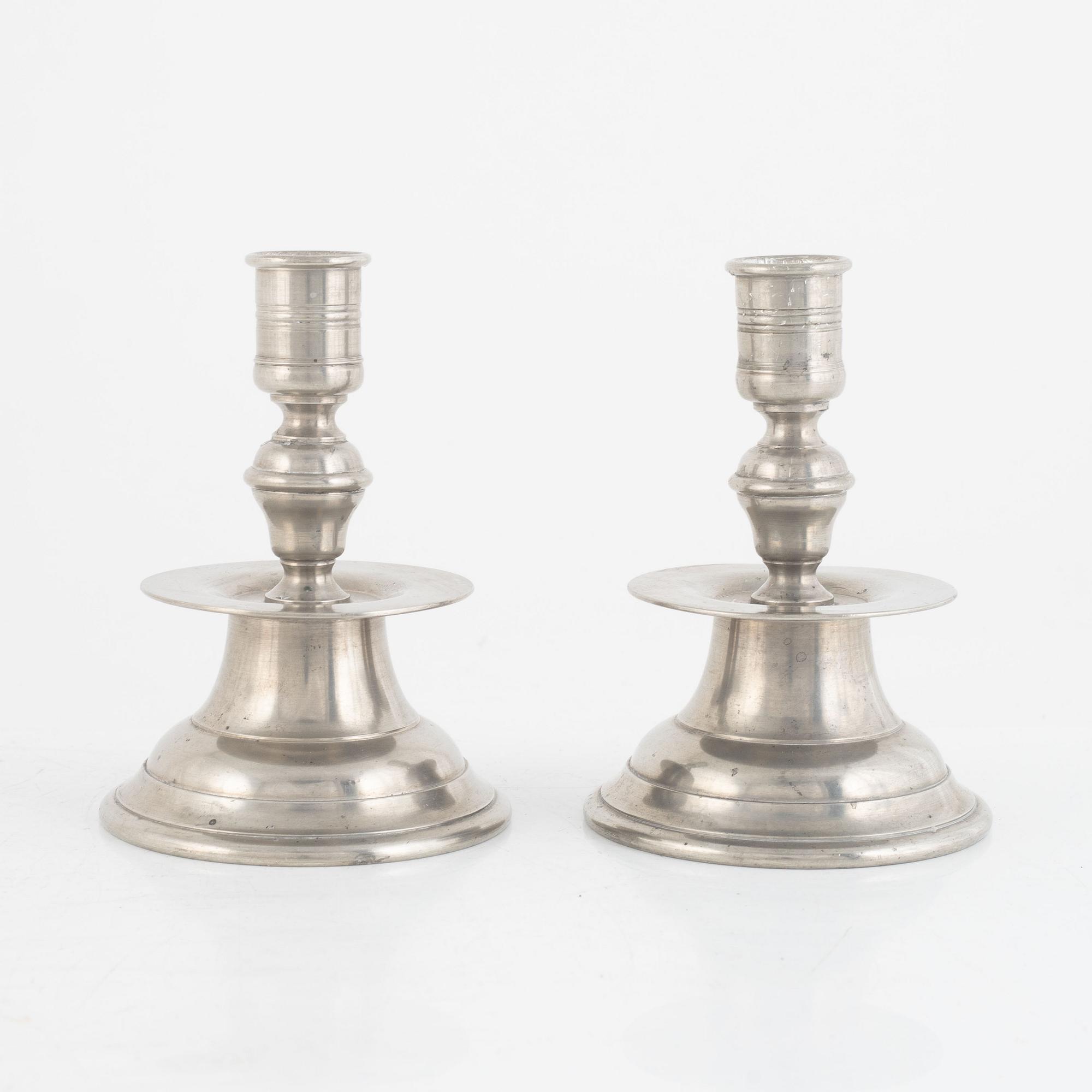 Firma Svenskt Tenn, a pair of pewter candlesticks model "337", Stockholm 1937.