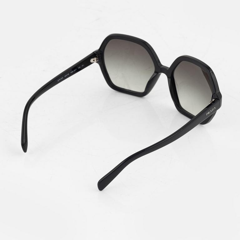 Prada, a pair of black sunglasses.