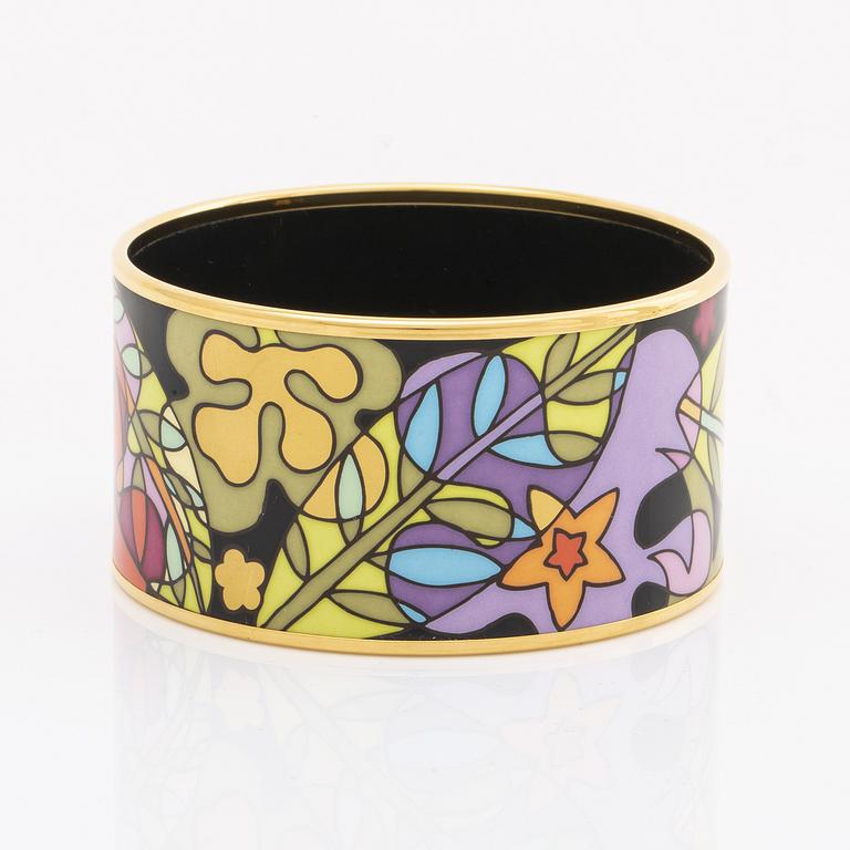 Frey Wille, an 'Ode to Joy of Life Paradise Moonlight' enamel and gilt metal bangle, Austria, c 2012.