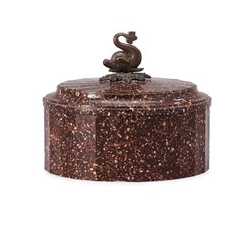 575. A Swedish Empire 19th century porphyry butter box.