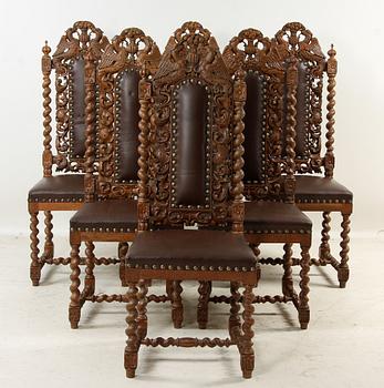 STOLAR, 6 st, barockstil, omkring sekelskiftet 1800/1900, brickmärkta.