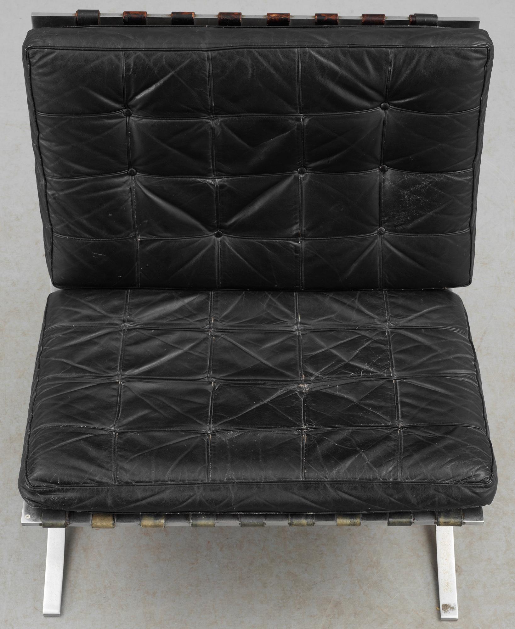 A Ludwig Mies van der Rohe 'Barcelona' chrome plated easy chair, Knoll International, probably around 1950.