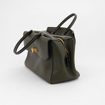 Bally, a green leather handbag.