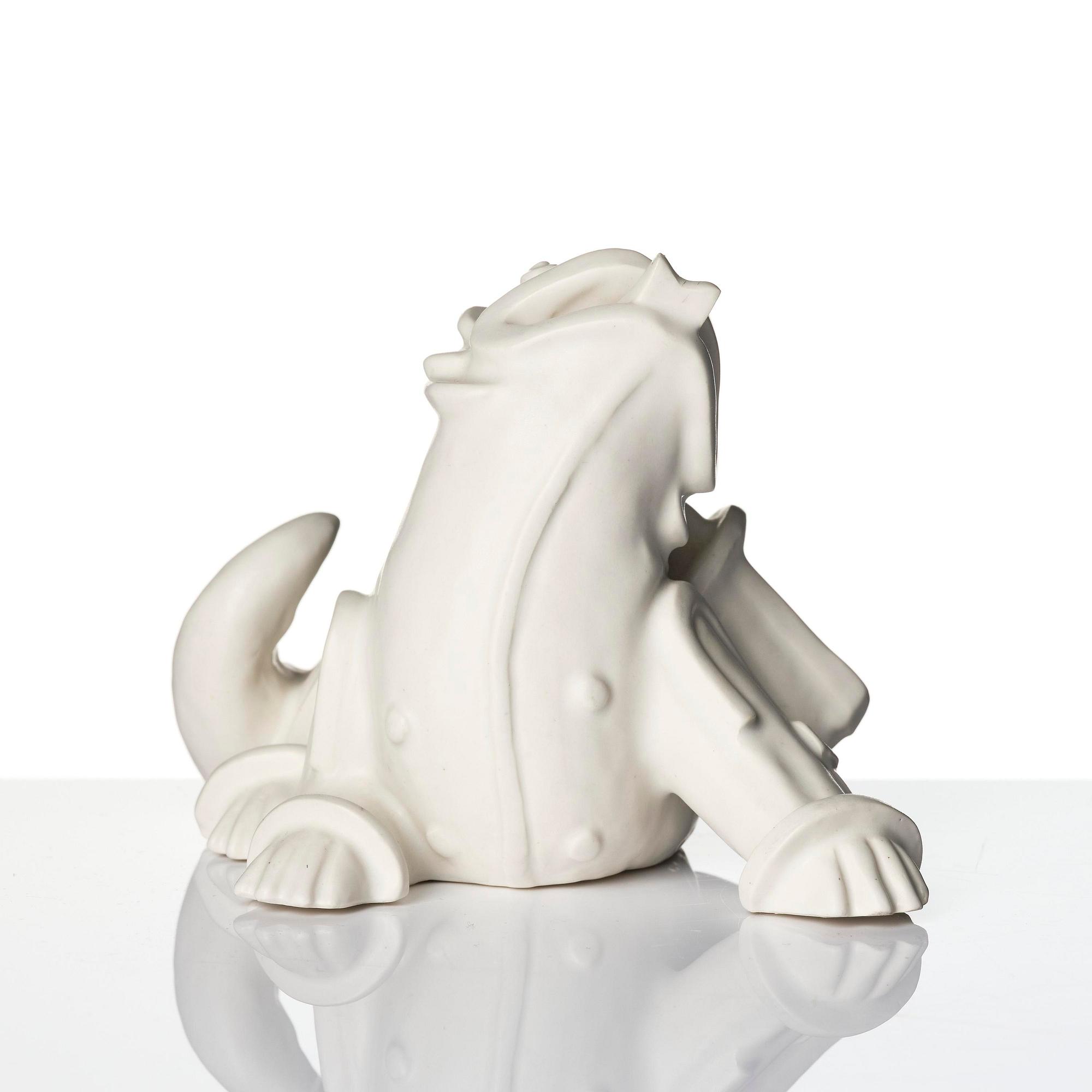 Wilhelm Kåge, a set of two stoneware sculptures of dragon puppies, Gustavsberg, Sweden 1940-50's.