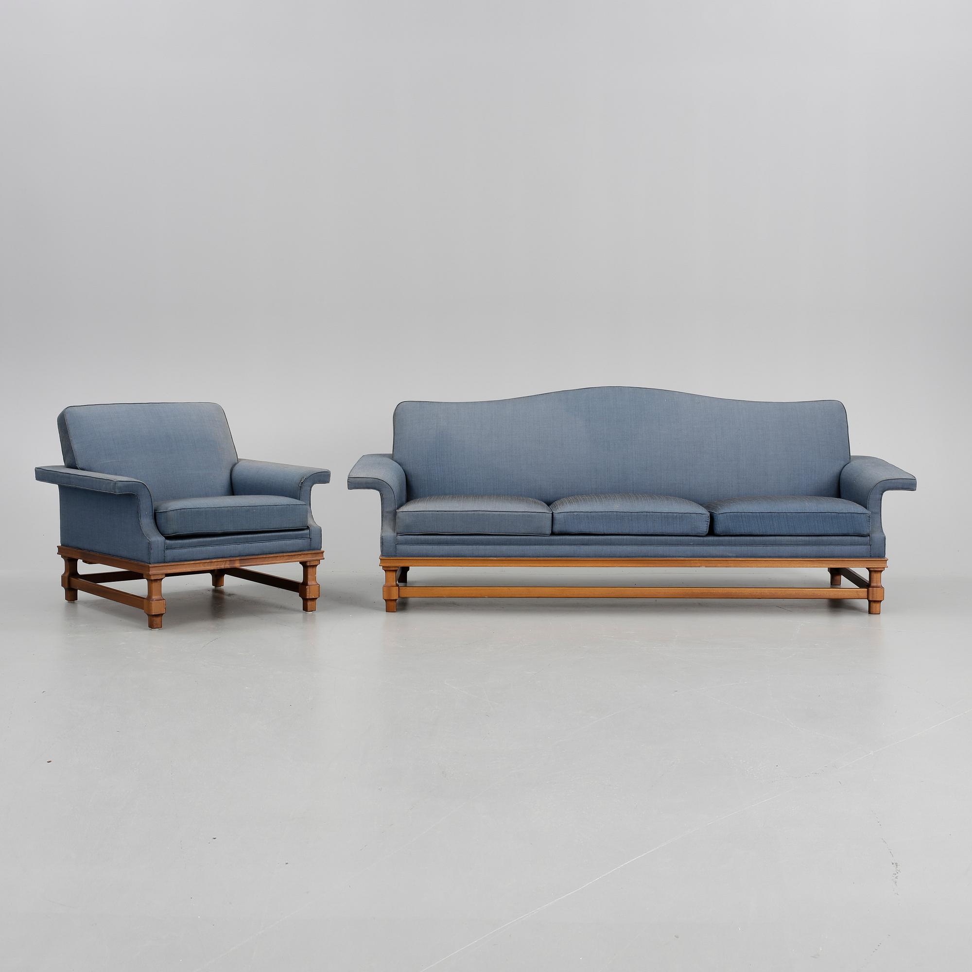 SOFFA samt FÅTÖLJ, 1950/60-tal.